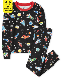 Boys Glow In The Dark Long Sleeve Space Print Snug Fit Cotton Pajamas BLUE The Children s Place CA
