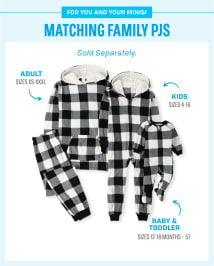 Unisex Kids Matching Family Christmas Long Sleeve Buffalo Plaid Fleece Hooded One Piece Pajamas BLACK The Children s Place CA