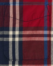 Chemise boutonnée en popeline à carreaux assortie pour garçon