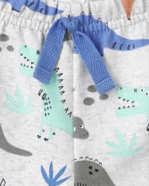 Babyhug 100% Cotton Knit Trunks Striped & Dino Print Pack of 3 - Orange & White main image 0