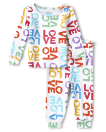 Baby And Toddler Girls Rainbow Love Snug Fit Cotton Pajamas