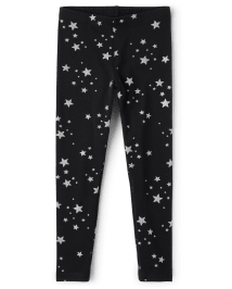 Girls Glitter Star Print Knit Leggings BLACK The Children s Place CA
