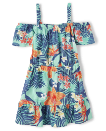 Baby And Toddler Girls Matching Family Tropical Off Shoulder Dress