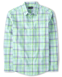 Mens Dad And Me Plaid Poplin Button Up Shirt