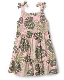 Toddler Girls Matching Family Tropical Tiered Dress