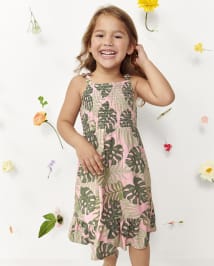 Toddler Girls Matching Family Tropical Tiered Dress