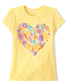 Girls Easter Heart Graphic Tee