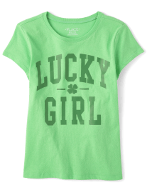 Girls Matching Family Lucky Girl Graphic Tee