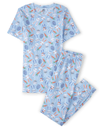 Pyjama en coton manches courtes avec lapin de P ques assorti