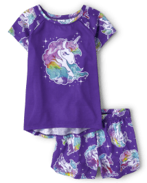 Girls Short Raglan Sleeve Unicorn Pajamas PURPLE The Children s Place CA