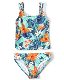 Maillot de bain tankini tropical assorti pour fille
