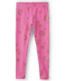 Girls Glitter Floral Print Knit Leggings
