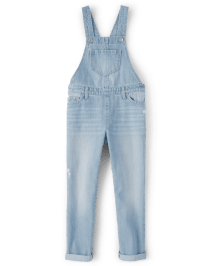 Girls distressed overalls deals