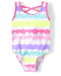 Baby And Toddler Girls Tie Dye Cross Back One Piece Swimsuit