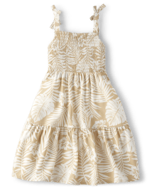 Toddler Girls Matching Family Tropical Smocked Tiered Dress