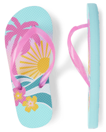 Girls Tropical Flip Flops