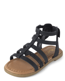 Toddler Girls Perforated Gladiator Sandals | The Children's Place - BLACK