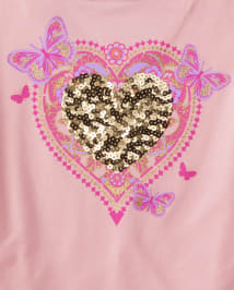 Girls Sequin Heart Cross-Back Top