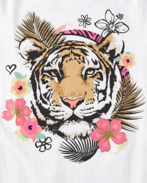 Girls Short Sleeve Tiger Graphic Tee | The Children's Place - WHITE
