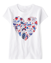 Girls USA Heart Graphic Tee