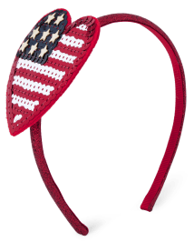 Girls Americana Sequin Heart Headband