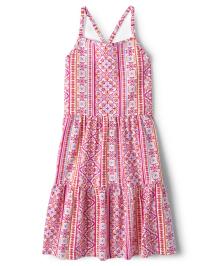 Girls Print Tiered Dress