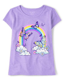 Girls Rainbow Butterfly Graphic Tee