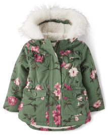 linqin Floral Leaves Boy Hooded Fleece Jacket Toddler Girls Coat