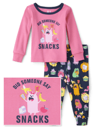 Baby And Toddler Girls Snack Monster Snug Fit Cotton Pajamas