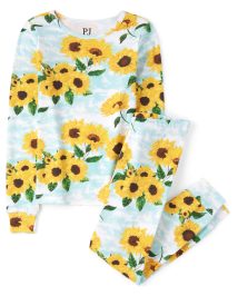 Girls Sunflower Snug Fit Cotton Pajamas