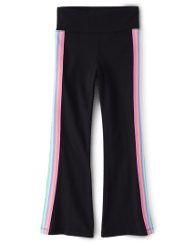 Girls Mix And Match Side Stripe High Rise Knit Flare Leggings