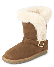 Girls Buckle Faux Fur Chalet Boots The Children s Place CA TAN