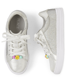 Girls Beaded Glitter Low Top Sneakers