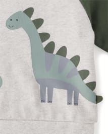 Babyhug Terry Knit Full Raglan Sleeves Dino Printed T-Shirt & Lounge Pant - Yellow & Green main image 0