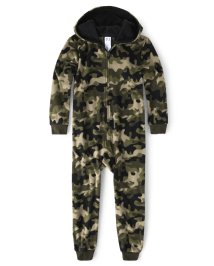 Boys Camo Fleece One Piece Pajamas