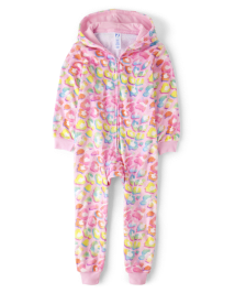 Girls Long Sleeve Leopard Print Fleece One Piece Pajamas PINK The Children s Place CA