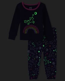 Pyjama en coton ajusté avec licorne arc-en-ciel pour bébés et petites filles