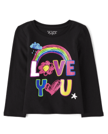 Baby And Toddler Girls Long Sleeve Love You Graphic Tee | The Children ...