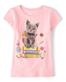 Girls Short Sleeve Cat Backpack Graphic Tee WHISPERPNK The Children s Place CA
