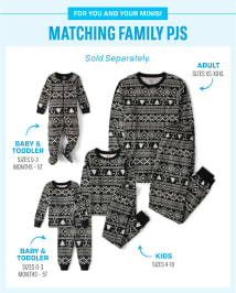 Pyjama en coton ajusté assorti pour bébé et tout-petit, motif canne à sucre et jacquard
