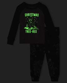 Pyjama en coton ajusté pour bébé et tout-petit, motif arbre de Noël et Rex, assorti à la famille
