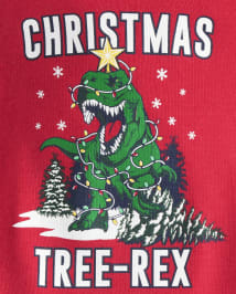 Pyjama en coton ajusté pour bébé et tout-petit, motif arbre de Noël et Rex, assorti à la famille