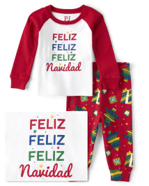 Baby And Toddler Matching Family Feliz Navidad Snug Fit Cotton Pajamas