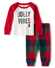 Baby And Toddler Matching Family Jolly Vibes Snug Fit Cotton Pajamas