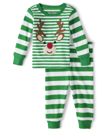 Pyjama ajusté en coton à rayures pour bébé et tout-petit
