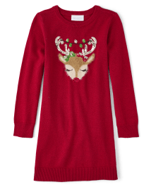 Reindeer woven ls dress