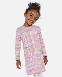 Baby And Toddler Girls Long Sleeve Rainbow Cable Knit Sweater