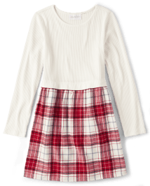 Girls Plaid Flannel Fit And Flare Dress