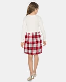 Girls Plaid Flannel Fit And Flare Dress