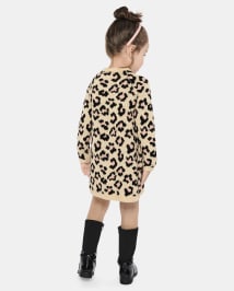 Baby And Toddler Girls Long Raglan Sleeve Leopard Print Knit Sweater Dress TOASTED CASHEW The Children s Place CA